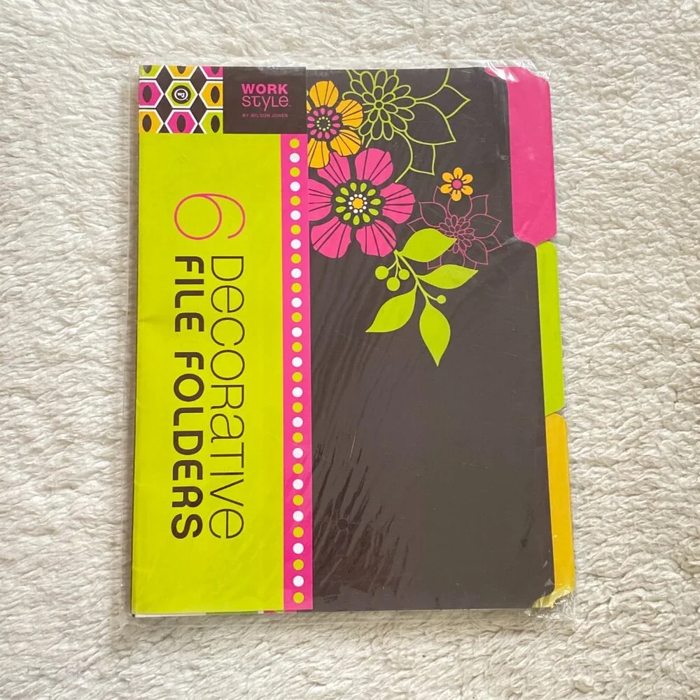 Wilson Jones WorkStyle Decorative File Folders – Floral Y2K Design – Pack of 6
